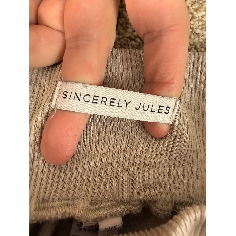 Sincerely Jules Womens Cargo Jogger Pants‎ Tan Beige Large Utility L Athleisure